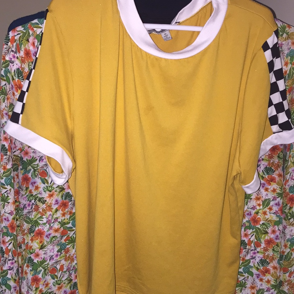 yellow checkered charlotte russe shirt